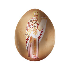Gregory of Nazianzus. Easter egg in Byzantine style. Christian illustration on white background