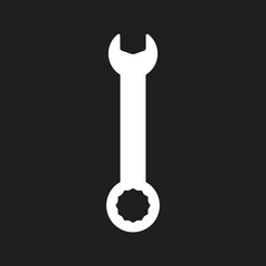 Wrench icon on black background.