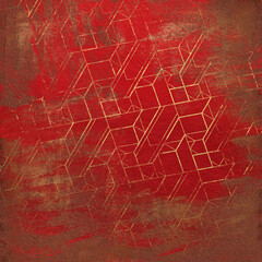 Art- Deco red shabby abstract background. Leather scrapbook paper