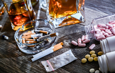Addictive substances, including alcohol, cigarettes and drugs