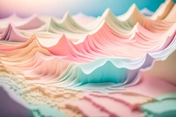 pink and blue abstract wavy layred landscape , tiltshift blur , surreal miniature planet surface - obrazy, fototapety, plakaty