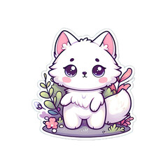 Generative AI Cute Little Wolf Sticker, cute little snow wolf sticker, little wolf stickers, adorable polar wolf stickers, funny wolf stickers, cute little white wolf stickers, baby wolf sticker