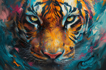Tiger face colorful illustration