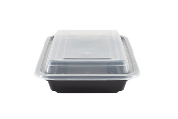 Black Plastic food container with cover isolated on white background