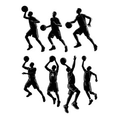 silhouettes of basketball player 