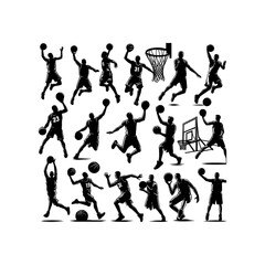 silhouettes of basketball player 