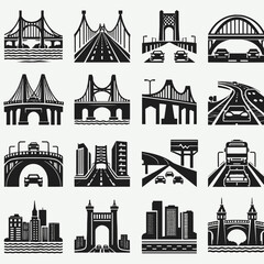 set of bridge logo vector icon	