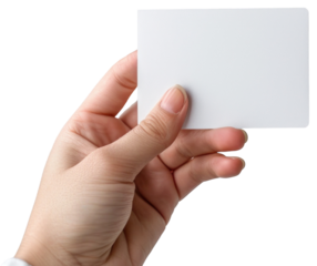 Blank white business card mockups on hand illustration PNG element cut out transparent isolated on white background ,PNG file ,artwork graphic design.