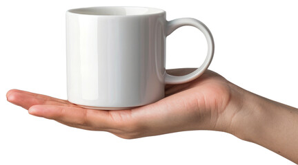Hand holding white cup mack up illustration PNG element cut out transparent isolated on white background ,PNG file ,artwork graphic design.