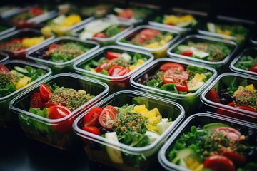 Pre-packaged fresh salad containers - obrazy, fototapety, plakaty