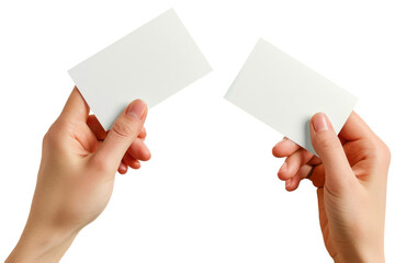 Blank white business card mockups on hand illustration PNG element cut out transparent isolated on white background ,PNG file ,artwork graphic design.