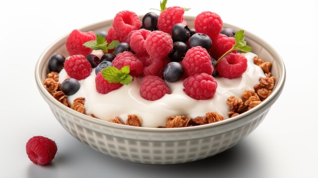Delicious bowl of granola with yogurt UHD wallpaper