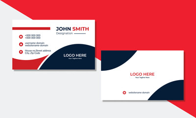 professional modern business card design with read color print ready