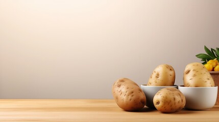A potatoes on a wooden board