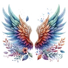 Obraz premium watercolor paint angel wings for holiday card decor