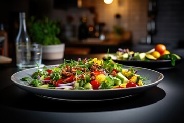 Gourmet fresh vegetable salad on a plate