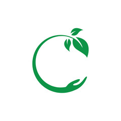 Circle Green Leaf with hand elements