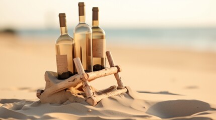 a sand-made wine rack, displaying bottles in a stylish and secure manner, showcasing the innovative use of sand in creating functional and decorative home accessories.