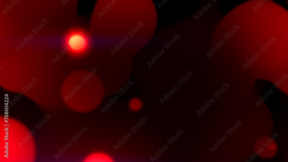 Aufkleber red dense benign meta objects with particles - dark bokeh bg - abstract 3d rendering