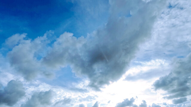 cute huge clouds in the blue sky background - photo of nature