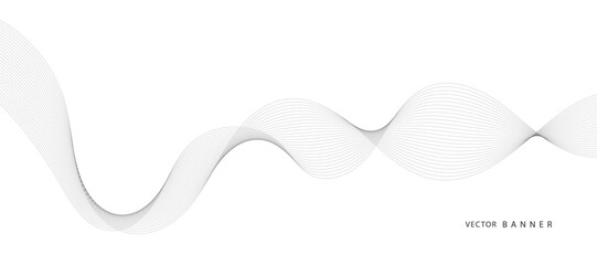 Modern Background with Black Wavy Lines.