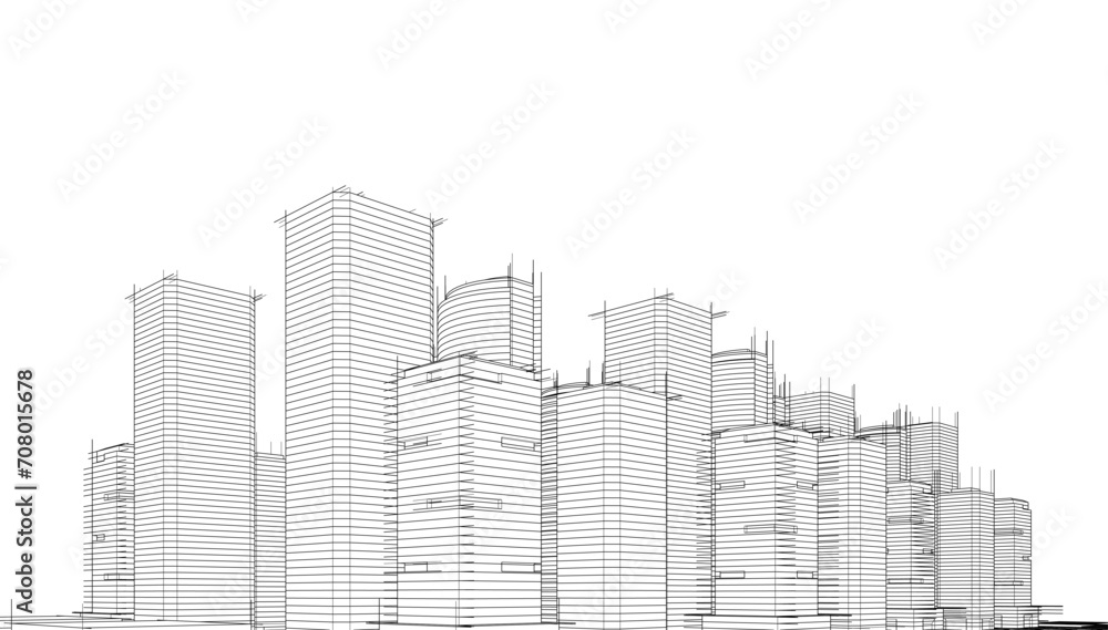 Wall mural abstract architecture vector 3d illustration