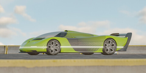 Fototapeta na wymiar 3D rendering of a generic concept car 