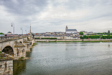 Obraz premium Old historical buildings in the narrow street at ancient city Blois France