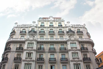 Fototapeten Beautiful historical building in Old Town of Madrid, Spain © Lindasky76