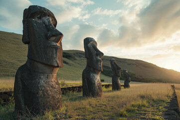 チリ領イースター島のモアイ像