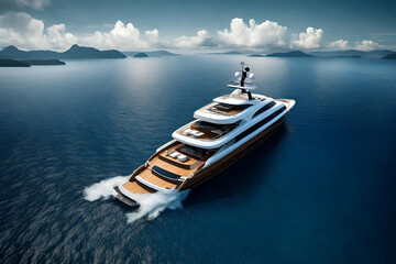 luxury yacht in the ocean - obrazy, fototapety, plakaty