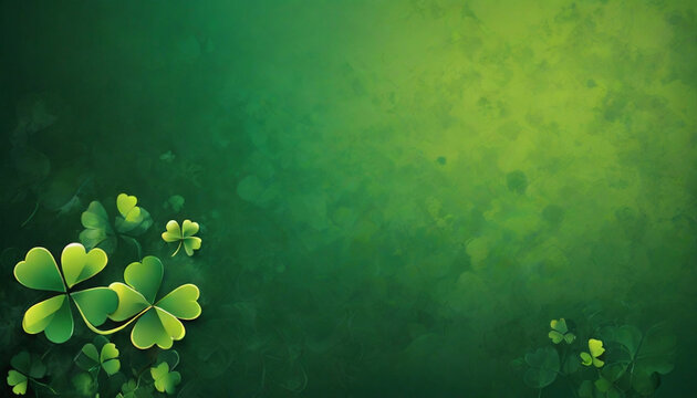 An abstract St. Patrick's Day background image of multi-colored four leaf clovers.