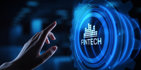 Fintech Financial technology Cryptocurrency investment and digital money. Business concept on...