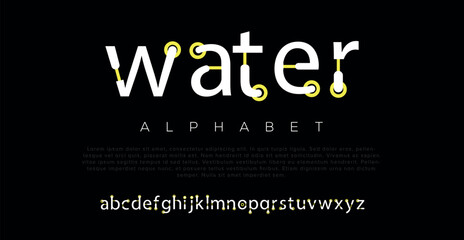 Fototapeta na wymiar Geometric font Water art alphabet, abstract decorative letters set. Overlay colorful type for modern logo, headline, bright lettering and poster typographic. Minimal style vector typography design
