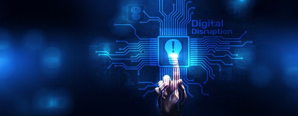 Digital disruption transformation digitalization innovation technology business concept.