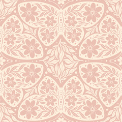 Hand drawn butterflies flowers seamless pattern. Scandinavian folk seamless butterfly floral texture