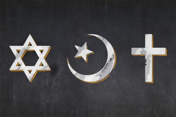 Untitled design - Blackboard - Abrahamic symbols (Judaism, Islam and Christianity)