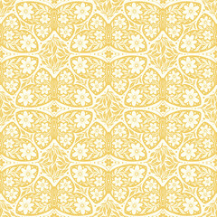 Hand drawn butterflies flowers seamless pattern. Scandinavian folk seamless butterfly floral texture