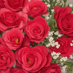 Naklejka premium Different flowers commonly associated with Valentine's Day Ai generated