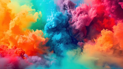 Color symphony. The pigments combine harmoniously to create a fun display. Bright abstract background with colored smoke.