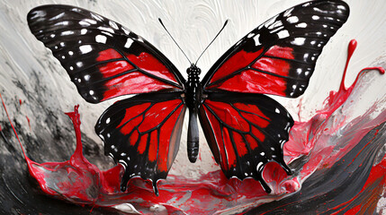 Farfalla macro rossa astratta
 - obrazy, fototapety, plakaty