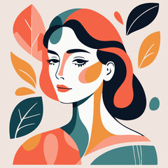 Abstract portrait of a girl. Vector art