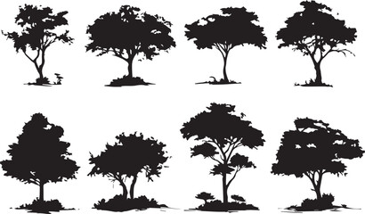Set Trees. Hand drawn vector illustration