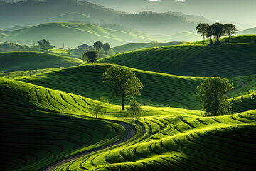 Fototapeta premium Iatalian landscapes of green hills