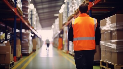 With a steadfast stance, the warehouse worker oversees the seamless flow of goods within the warehouse.