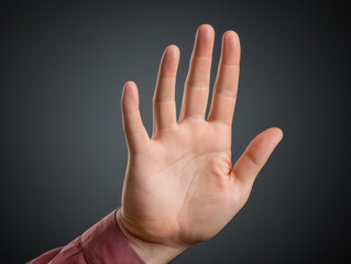 Open hand showing five fingers without resistance and giving the answer "no"