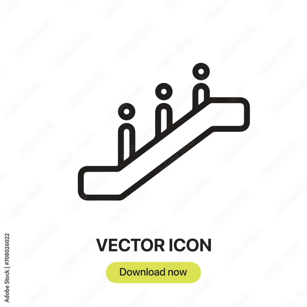 Poster Escalator icon vector. Linear-style sign for mobile concept and web design. Escalator symbol illustration. Pixel vector graphics - Vector.	