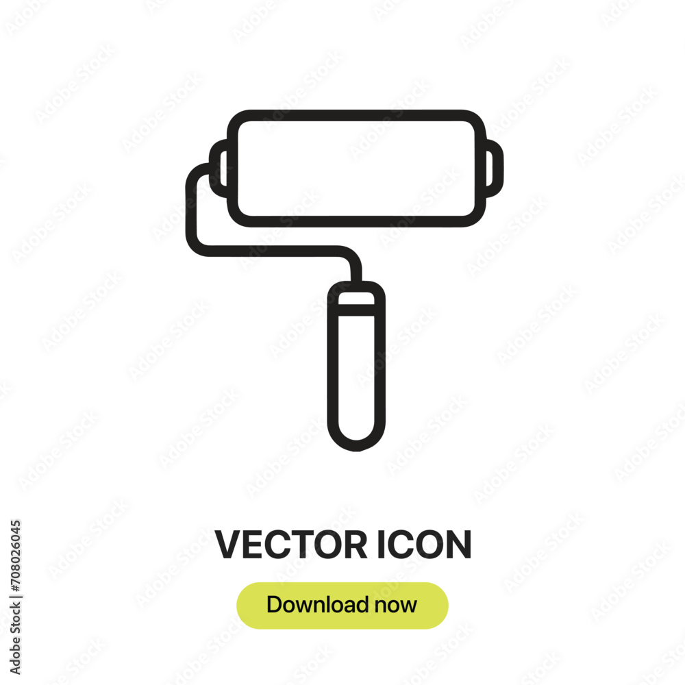 Poster Paint Roller icon vector. Linear-style sign for mobile concept and web design. Paint Roller symbol illustration. Pixel vector graphics - Vector.	