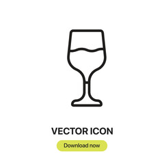 Wine Glass icon vector. Linear-style sign for mobile concept and web design. Wine Glass symbol illustration. Pixel vector graphics - Vector.	
