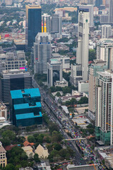 panoramic skyline of Bangkok from King Power Mahanakhon, Bangkok, Thailand